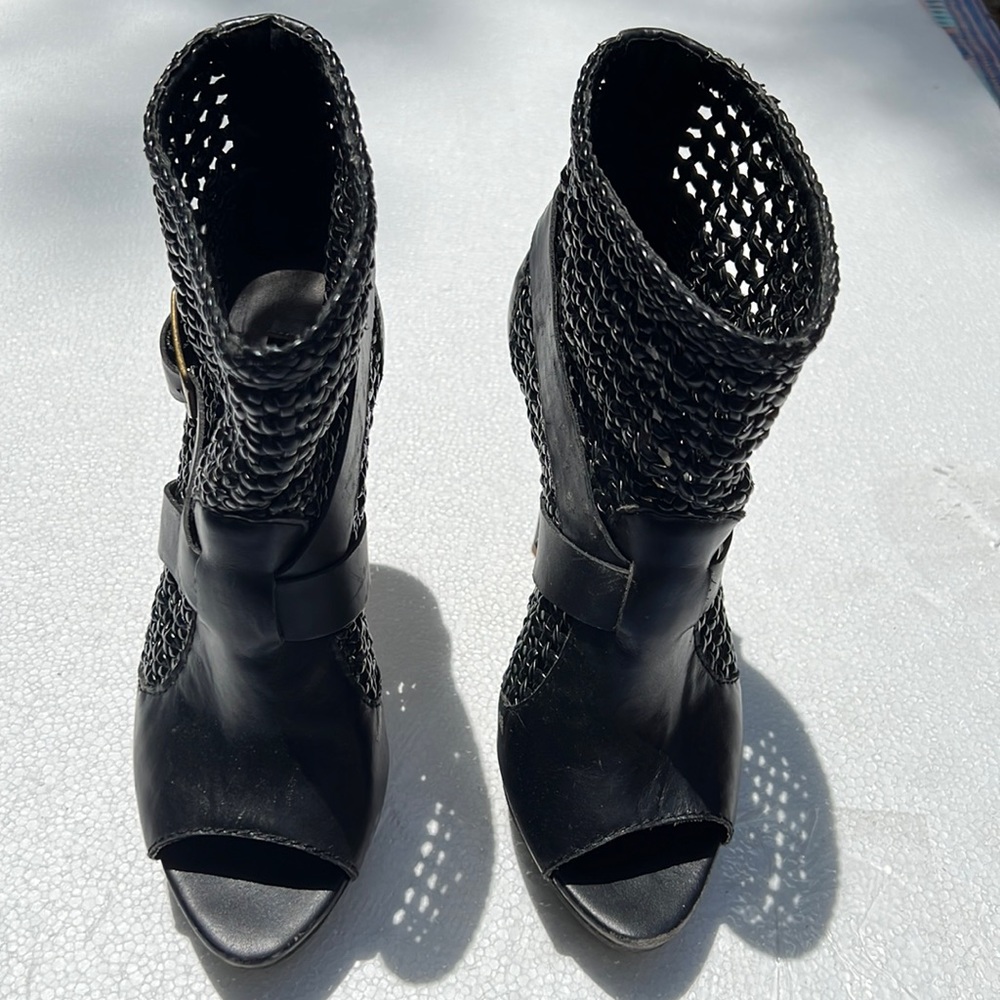 Steven by Steve Madden Black Pokerr Open Toe Booties